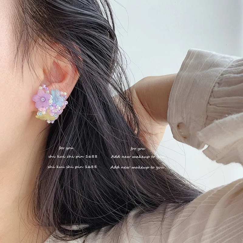 Summer Morning Glory Colorful Flower Earrings