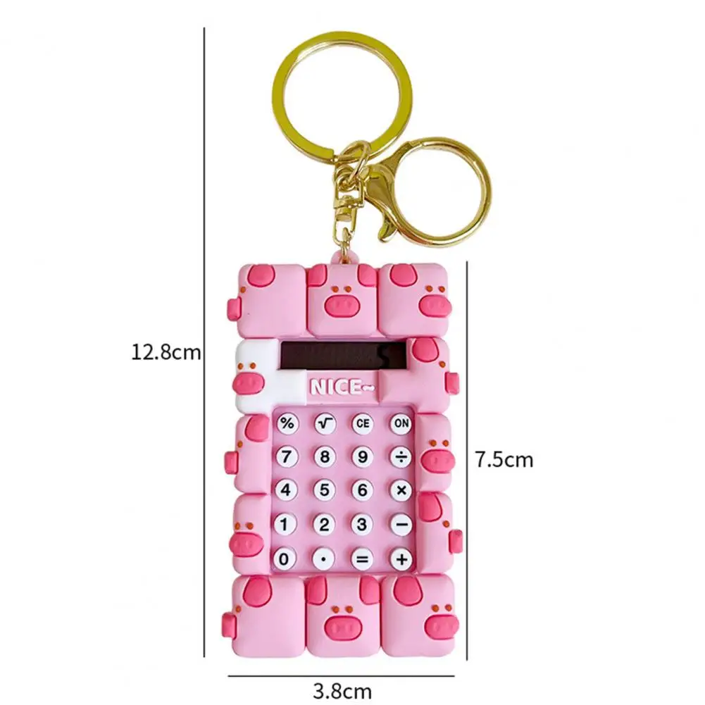 Mini Calculator Display Pocket Calculator Keychain Pendant Animal Shape for Home School