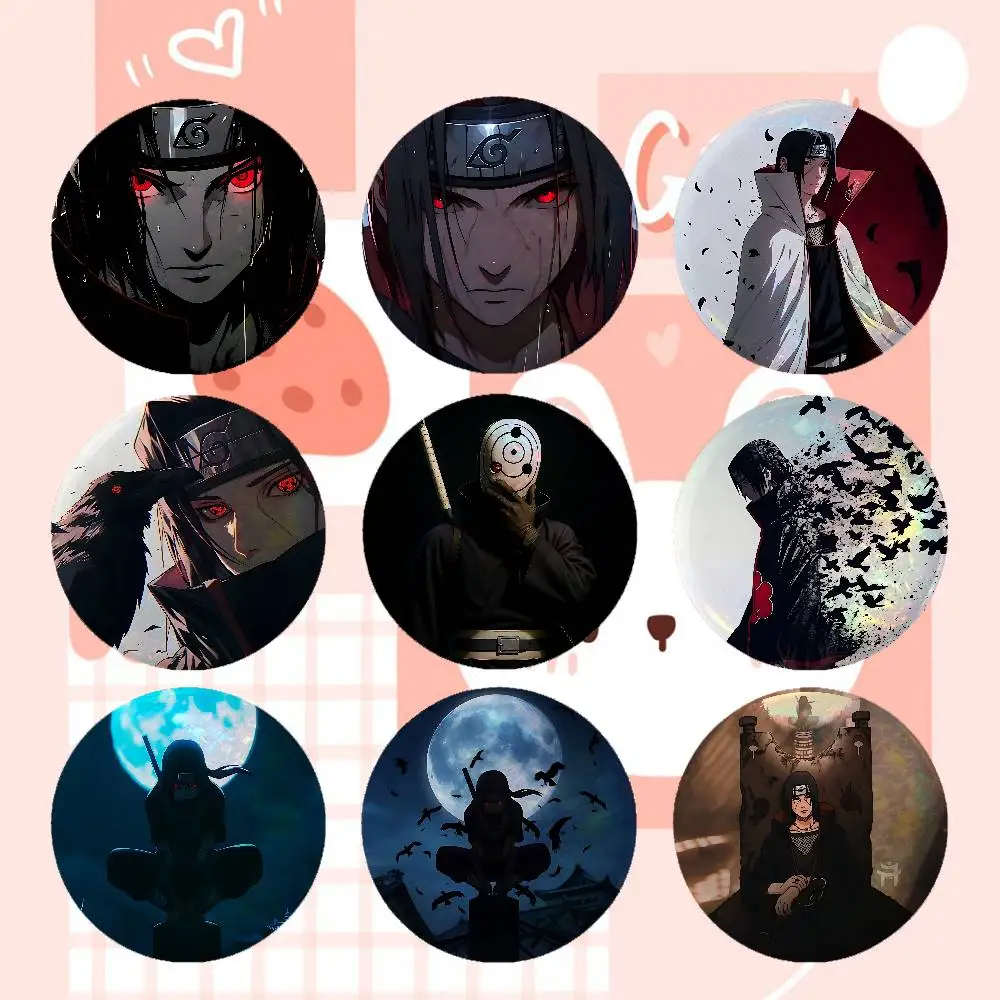 U-Uchiha L-Itachi Anime Game Laser Double Flash Tinplate Badge Cartoon Character Pin Brooch Fan Collectible Cosplay Merchandise