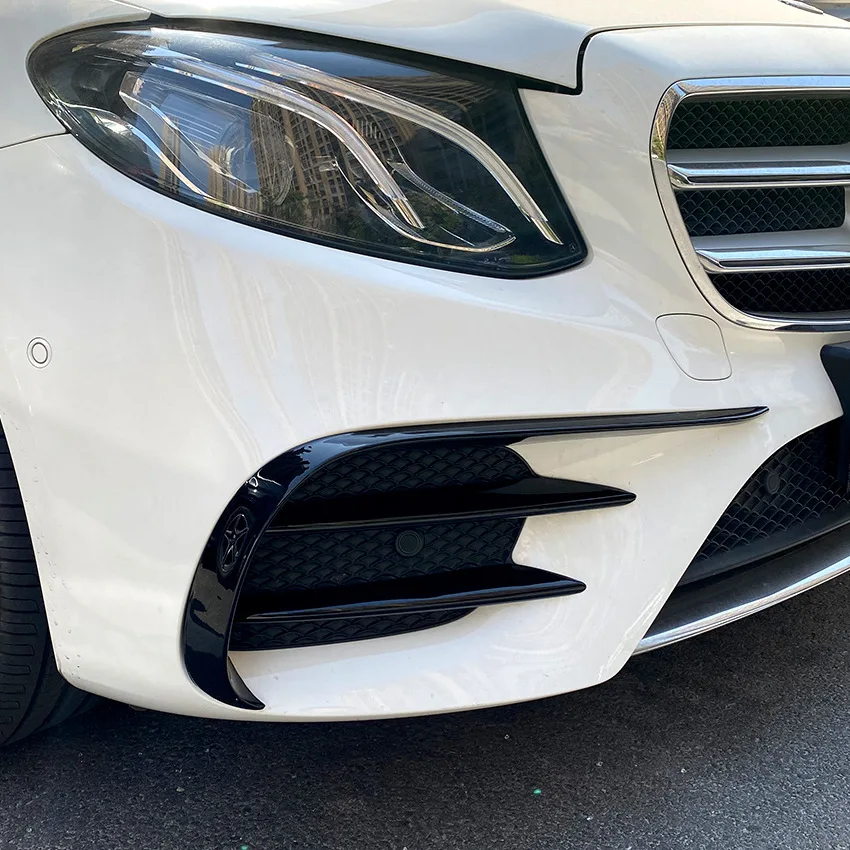 2016 bis 2020 für Mercedes Benz E-Klasse W213 S213 AMG Line Facelift Frontstoßstange Lip Splitter Spoiler Body Kit von ABS glänzend schwarz – Detail 8