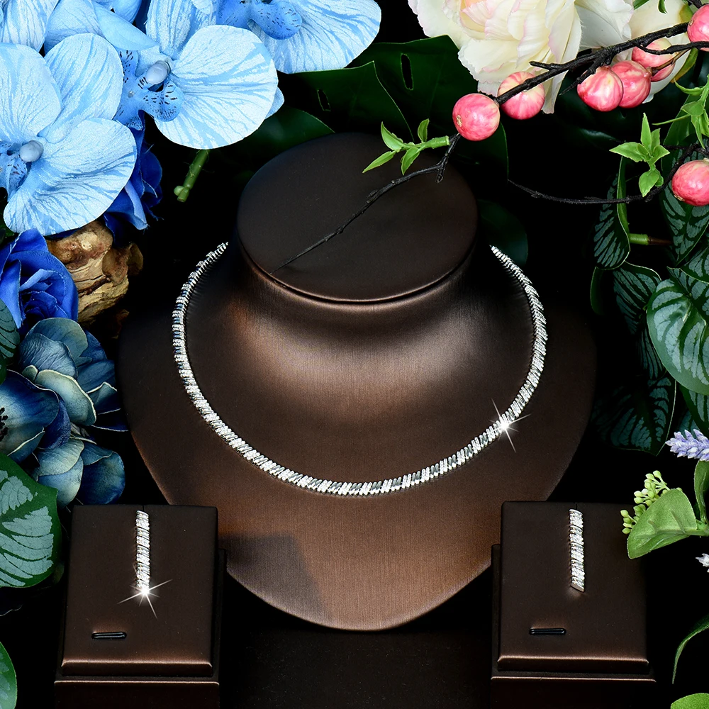 New Fashion Everyday Exquisite 2 Piece Necklace and Earrings Dress Accessories Jewelry Women's Wedding Travel Prom Gift S-1281