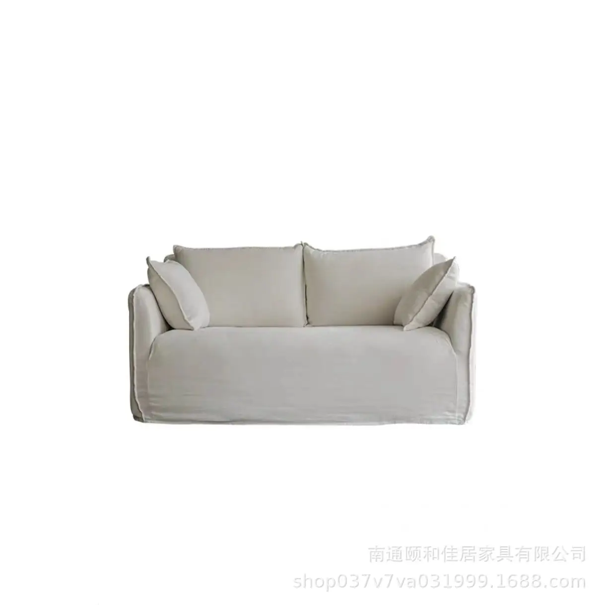 

Japanese-style silent wind fabric sofa white Nordic straight row small apartment multi-person linen removable and washable sofa