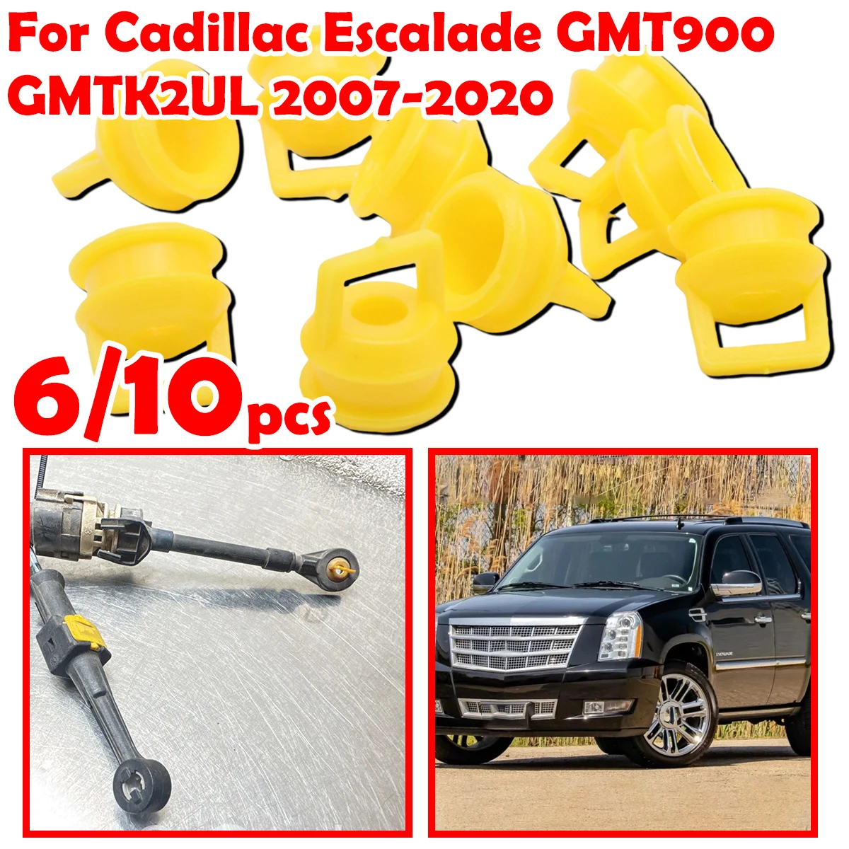 6/10pcs For Cadillac Escalade GMT900 GMTK2UL 2007-2020 Car Shift Cable Linkage Bushing Repair Kit Rubber Bands Grommet Clips