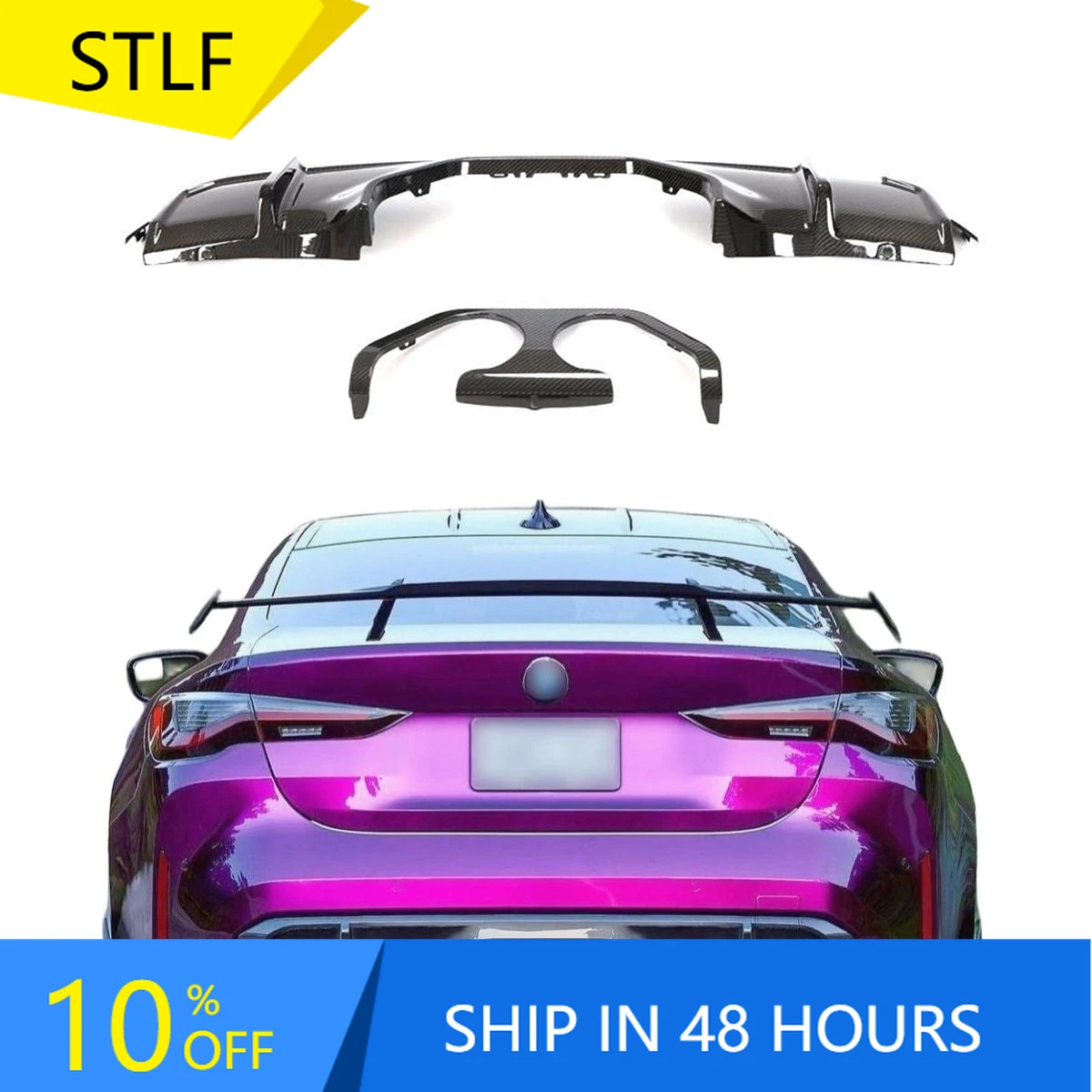 

STLF2021+ for BMWSs G80 M3 G82 M4 Sedan Coupe Dry Carbon Fiber Rear Lip Diffuser New Condition Back Bumper Lips Diffuser