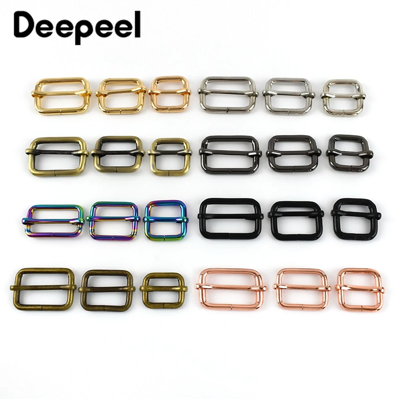 10Pcs 13-50mm Metal Tri-glide Slider Buckle Roller Belt Pin Clasp Handbag Strap Adjustable Buckles DIY Bag Hardware Accessories