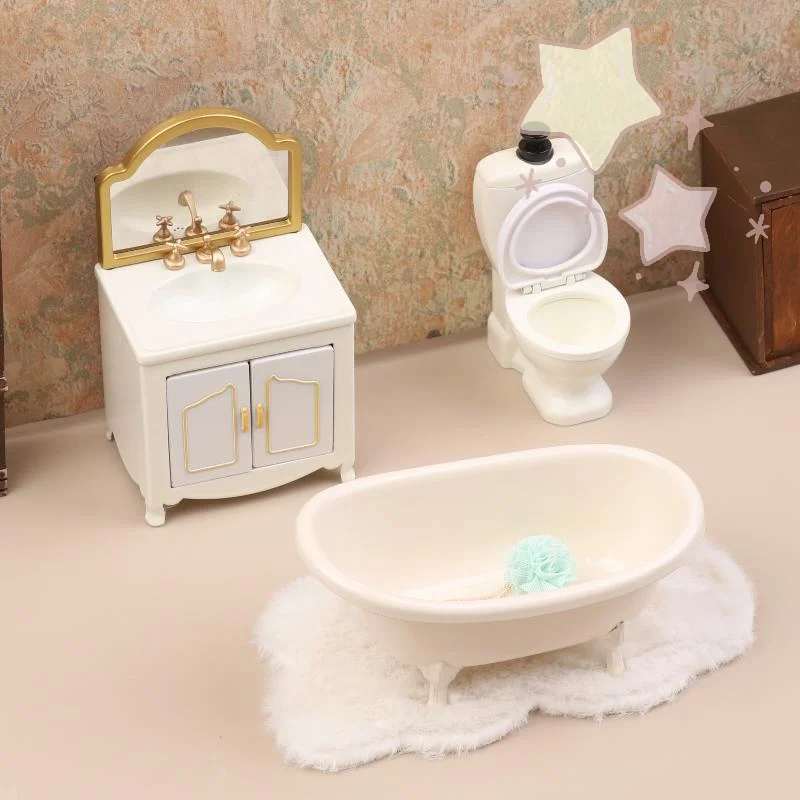 

[TJ] 1/12 кукольный домик, имитация ванны, туалета, умывальника, модель шкафа для украшения мебели для ванной комнаты, аксессуары для кукольного дома