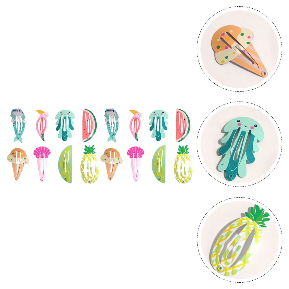 

16 Pcs Animal Fruit Hair Clips Stylish Barrettes Accessories Daily Wear Fashion Alloy Party Hairpins For Girls