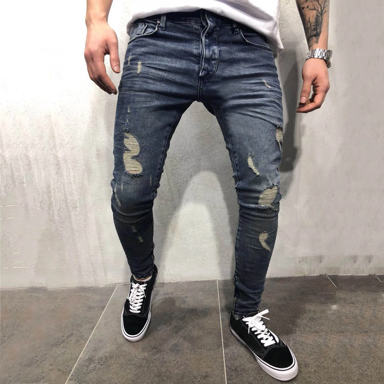 

Men Casual High Street Pants Hip Hop Male Jeans Big Pocket Slim Fit Cargo Trousers Biker Jogger Sweatpants pantalones hombre