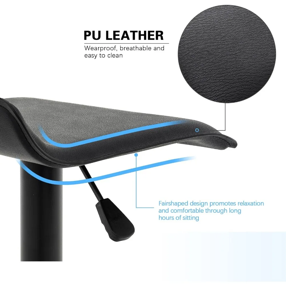 ​​2-Piece Adjustable Bar Stool Set​​ - Swivel PU Leather Counter Stools (Black)