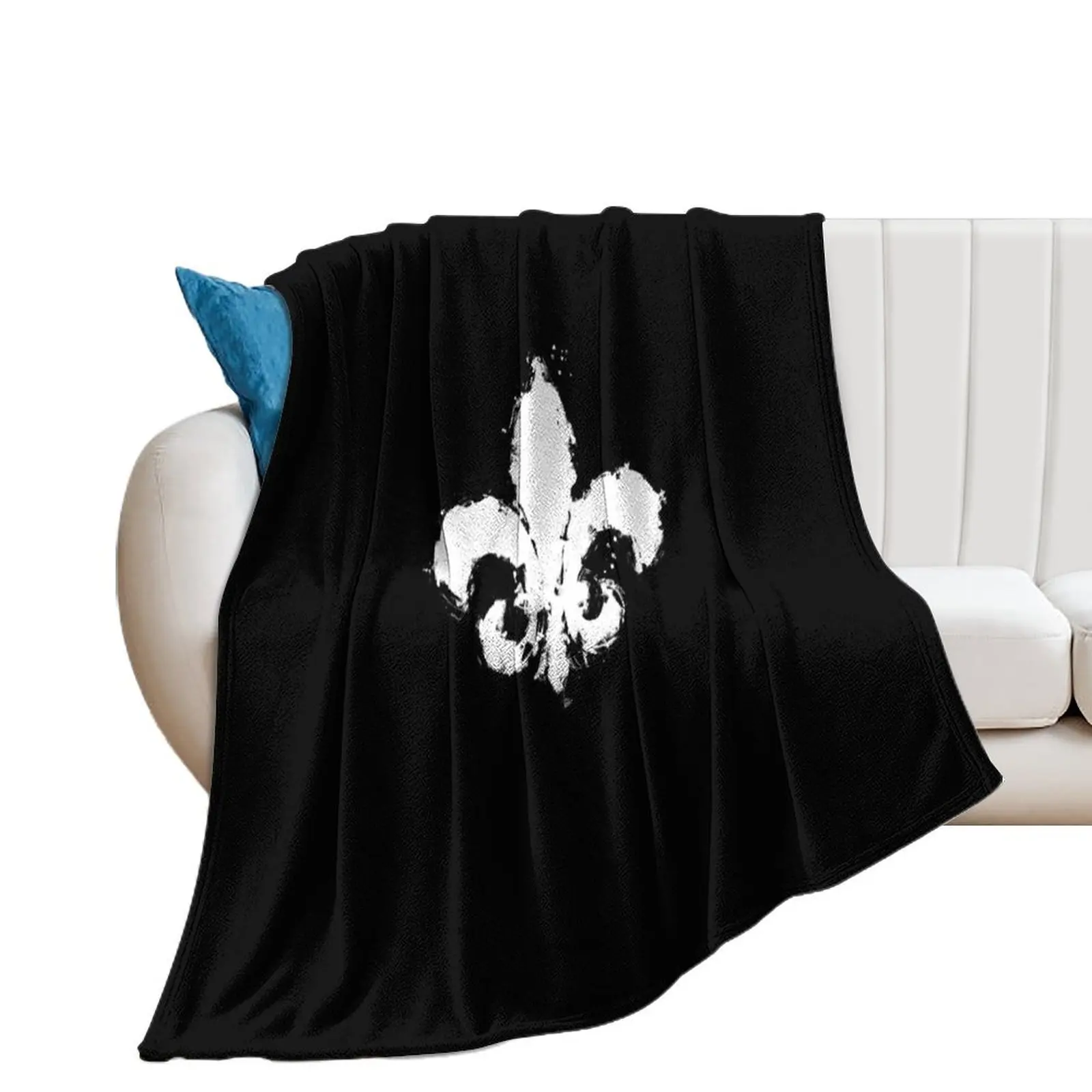 

Saints Row Fleur De Lis Splatter Paint Throw Blanket Nap Bed linens Decorative Throw Bed Blankets