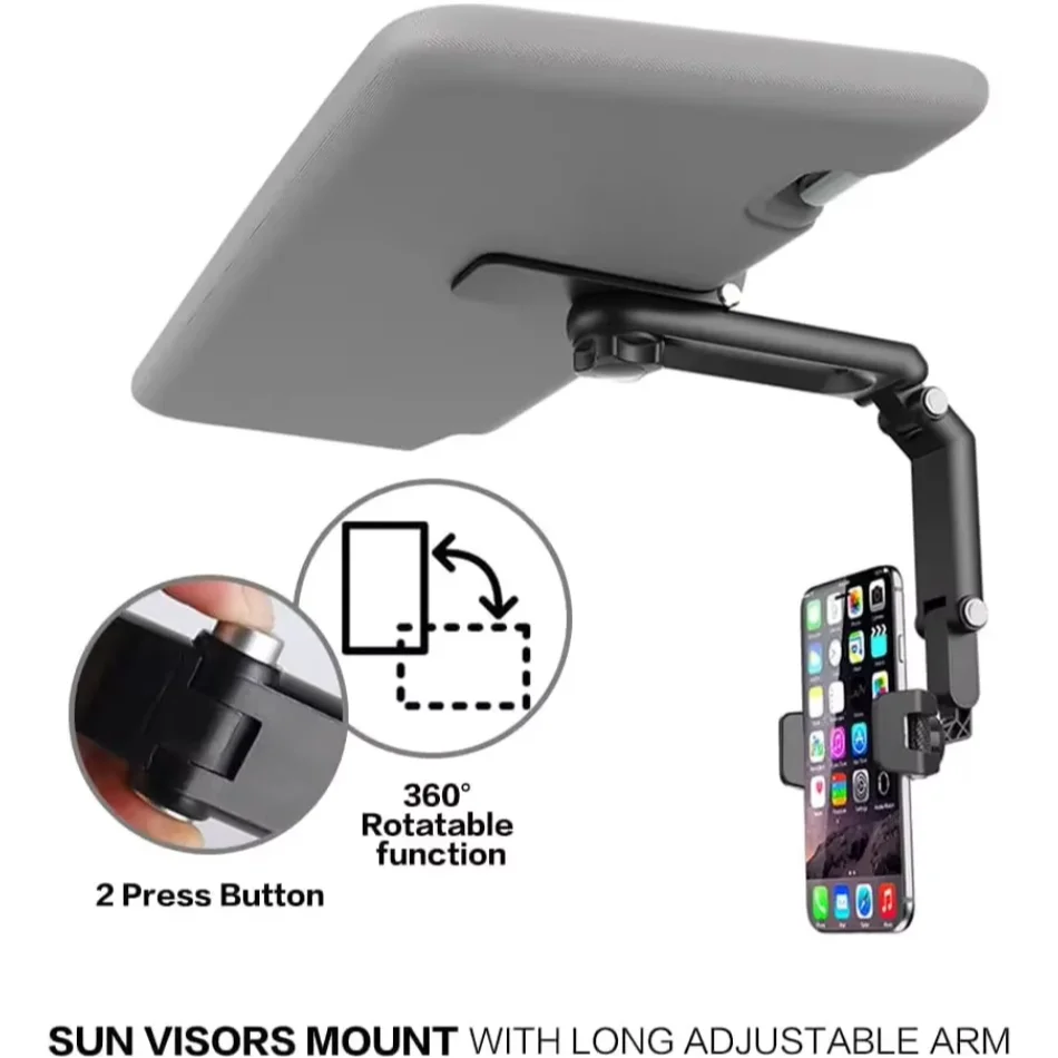 Sun Visor Phone Holder for Car Multifunctional 360° Rotating Sun Visor Cell Phone Holder with IPhone/Samsung/Android