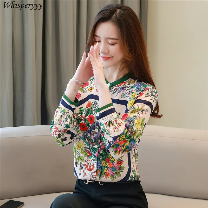 Vintage Printed Shirt Women New Autumn Long-sleeved Loose Tops Fashion Single Breasted Floral Blouse for Ladies Camisa Feminina