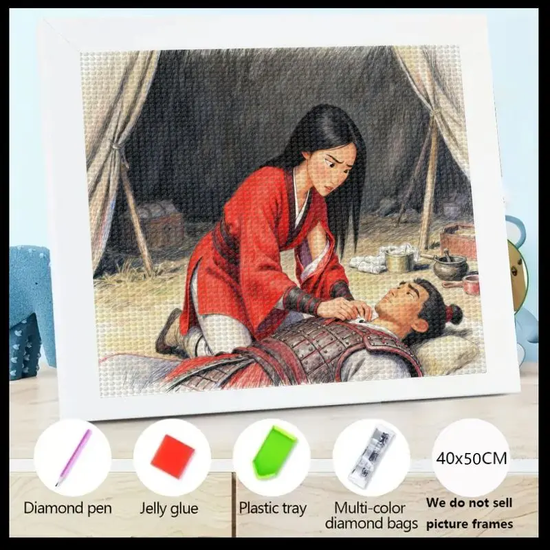 

1 шт. 5D DIY полный круглый дрель набор для алмазной живописи, Мулан-воин-героиня, отправка травмированного солдата, китайская легенда, фэнтезийное искусство, Adul