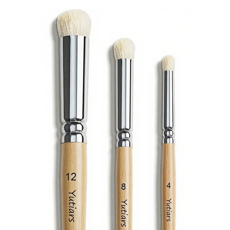 3Pcs Hobby Miniature Paint Brushes Kit - Top Quality Goat Hair Dry Brushes for Model Crafting, Round Tip Drybrush Set for Scale