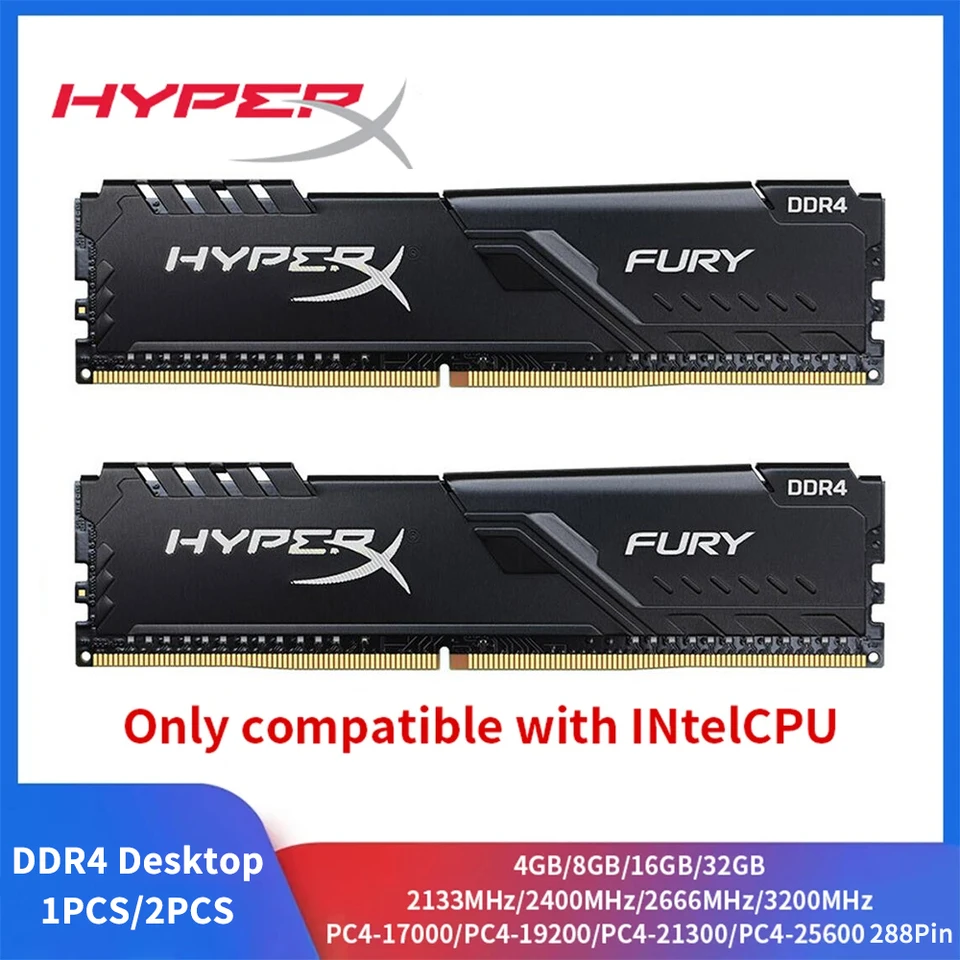 HyperX Fury Memoria DDR4 8GB 16GB 4GB RAM 3200MHz 2666MHz 2400MHz