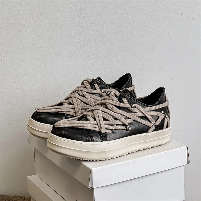 

Designer Men Street Shoes Luxury Brand Pentagram Casual Shoes Leather Punk Style Flat Women Shoes Unisex Sneakers Size 34-46