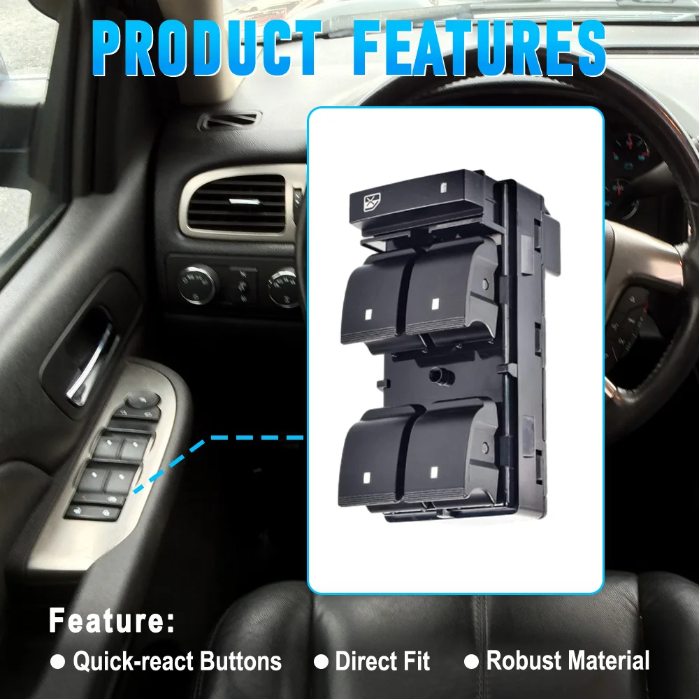 مفتاح نافذة الطاقة الرئيسي من جانب السائق لسيارة شيفروليه سيلفرادو جي إم سي سييرا 4 أبواب