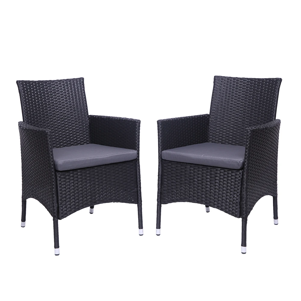 2pcs Single Backrest Chairs Rattan Sofa High Quality PE Rattan&Iron Frame 59x61x83CM Exquisite Workmanship Black[US-Stock]