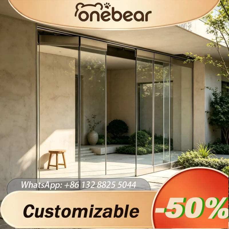 Custom Frameless Tempered Glass Sliding Folding Door Aluminum Panoramic Partition For Villa Balcony Home Interior Decoration