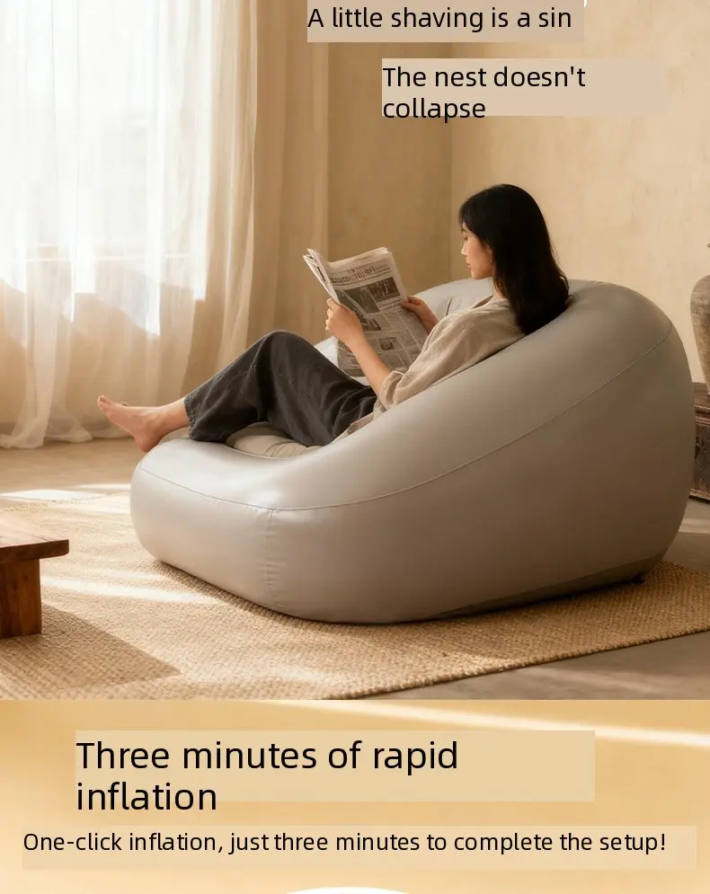 Self Inflating Lazy Sofa Portable Air Lounger Camping Chair with Pillow No Pump Outdoor Automatic Inflatable Couch for Music