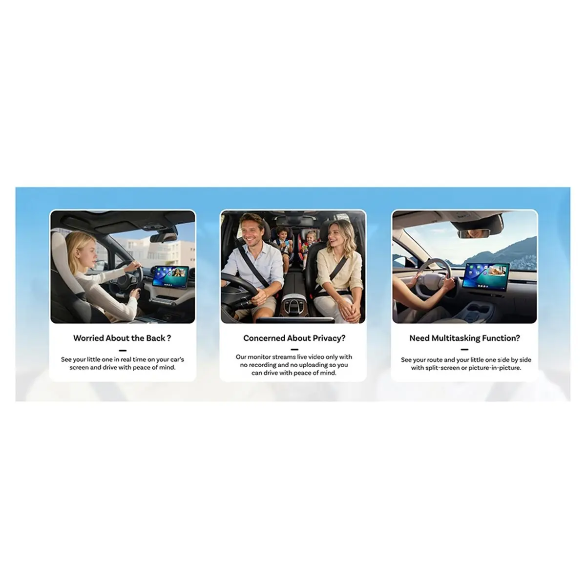 A46U Wireless CarPlay Adapter 1080P Car Rear Seat Camera 150° Wide Angle Night for Kids & Pets for Most Car Models