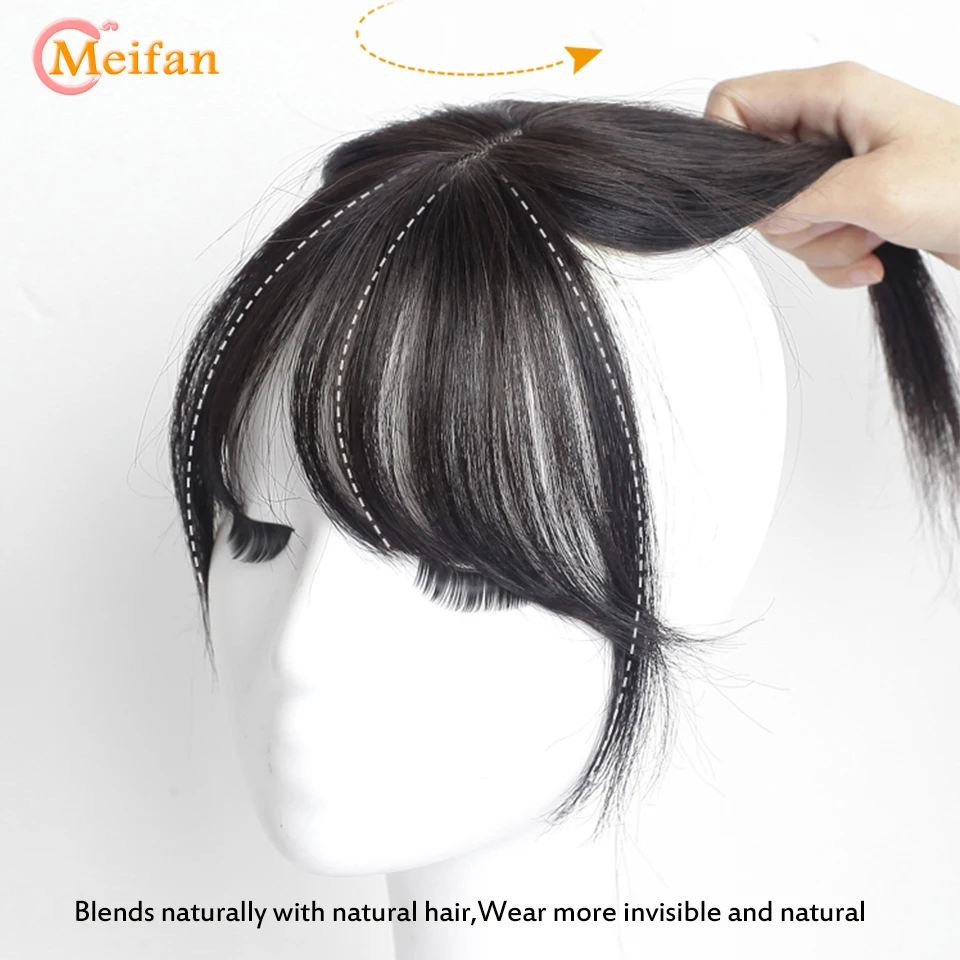 MEIFAN Synthetic 3DAir Bangs Hair Clip-In Bangs Extension Fake Fringe Natural False Bang Topper Hairpiece Invisible Clourse Bang