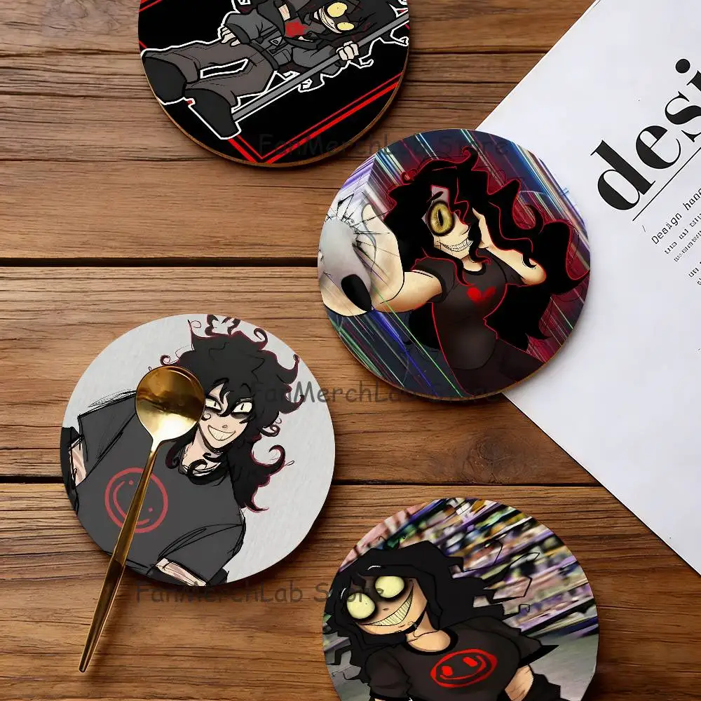 

Horror Game J-John D-DoeS 2D Pattern round Wooden Coaster Decorative Coffee Cup for Use in Coffee Shops Bars Wine Beer