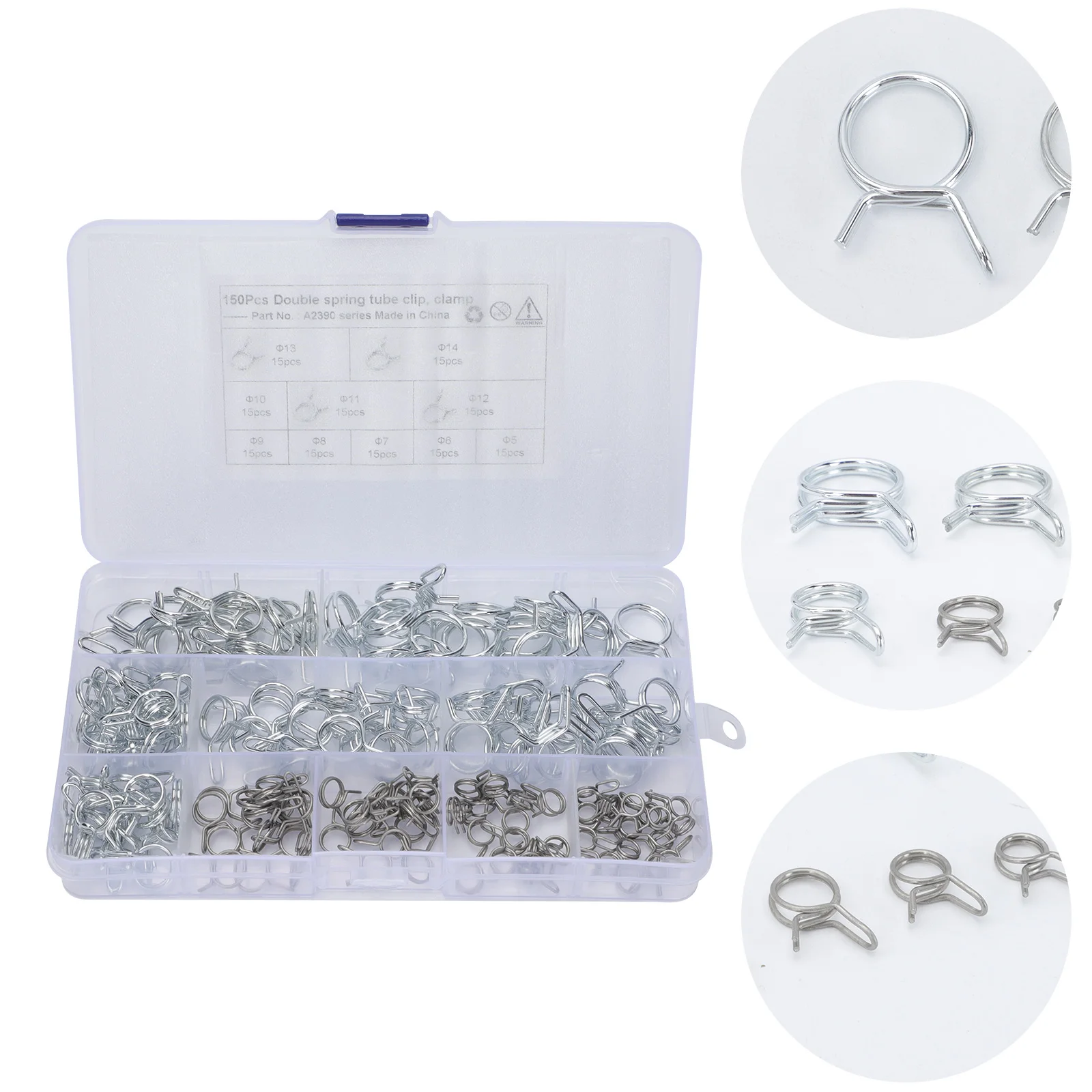 

150pcs Double Wire Spring Clamp Hose Tube Fixing Kit Durable Easy Installation For Water Pipe Air Fuel Line Marine Automotive