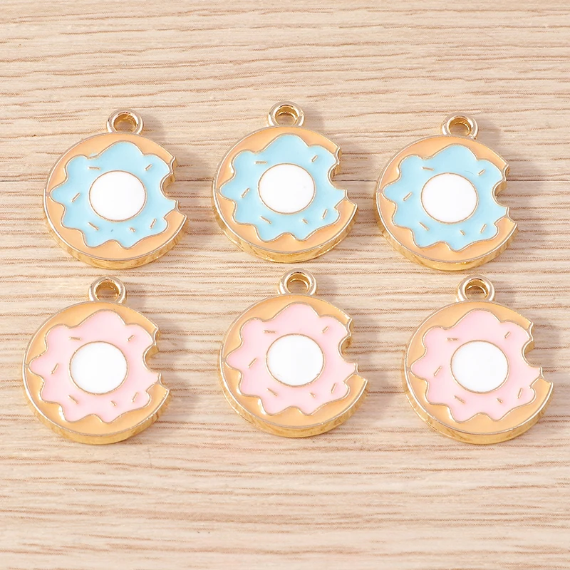 10 Stück süße Lebensmittel Charms Emaille Dessert Donut Charms Anhänger für Schmuckherstellung Ohrringe Halskette Armband DIY Handwerk Zubehör – Detail 4