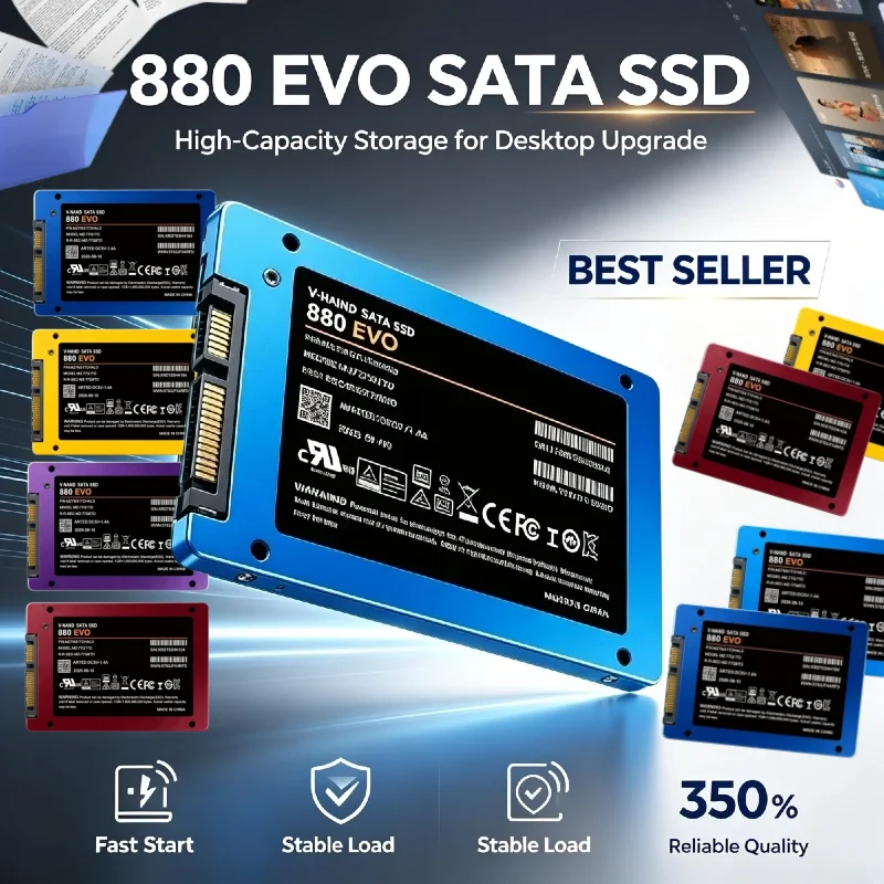 Internal Solid State Drive 880 EVO, 500GB, SATA3, 2.5-Inch, Fast Speed SSD, Laptop, Microcomputer, Desktop, 4K, TLC.