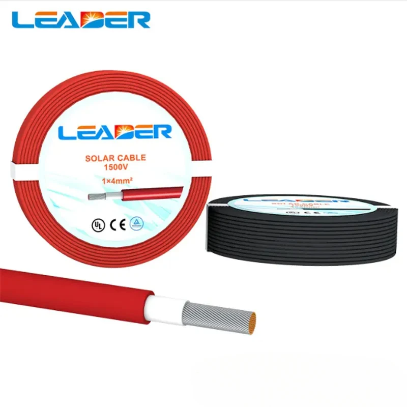 

LEADER 10m/roll 2.5mm2(14 AWG) Solar Cable PV Cabel Wire Red Bblack Copper Conductor XLPE Jacket with TUV Approval Photovoltaic