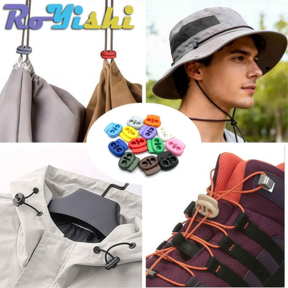 13-130Pcs Cord Lock Stopper Toggle Clip Block Retainer for Drawstring Elastic Lanyard Paracord Rope Garment Bag Accessories