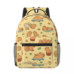 Capibara Cute Seamless Pattern, sfondo giallo per ragazze ragazzi zaino per studenti di grande capacità zaino leggero 17in