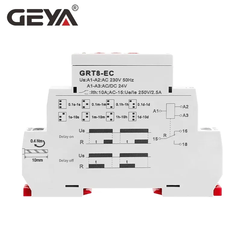 GEYA GRT8-EC 10A on Delay or off Delay Timer Relay AC220V/DC24V AC380V Time Relay CE CB ROHS