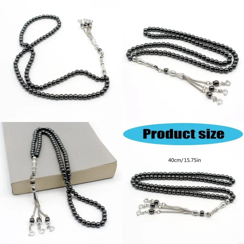 

39BC 99 Гематитовые каменные мусульманские молитвенные бусинки браслет для религиозных ритуалов и ежедневной одежды