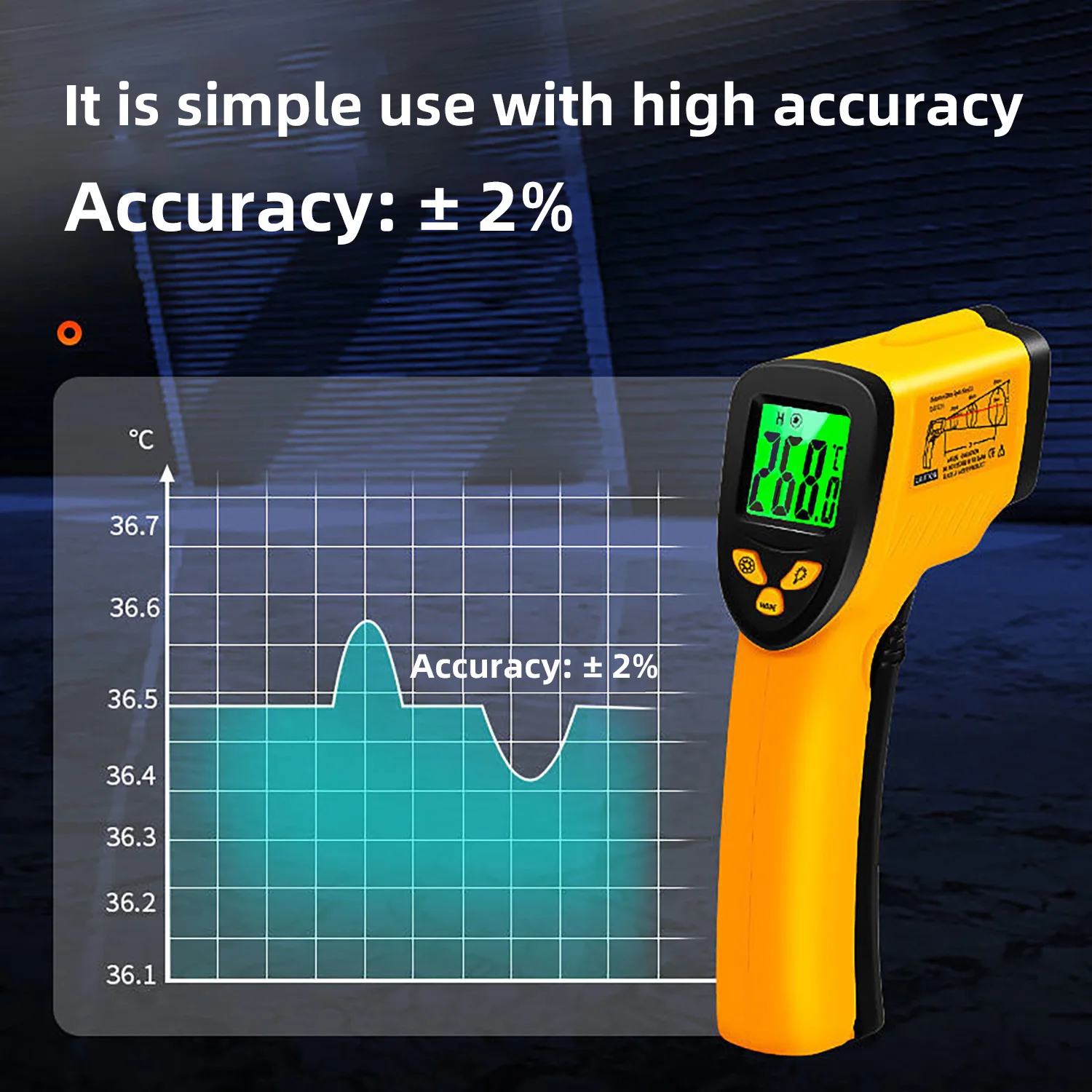 BSIDE Digital Infrared Thermometer 550℃ Non-contact Laser Thermometers Pyrometer Handheld LCD Industrial Outdoor Gun Thermometer