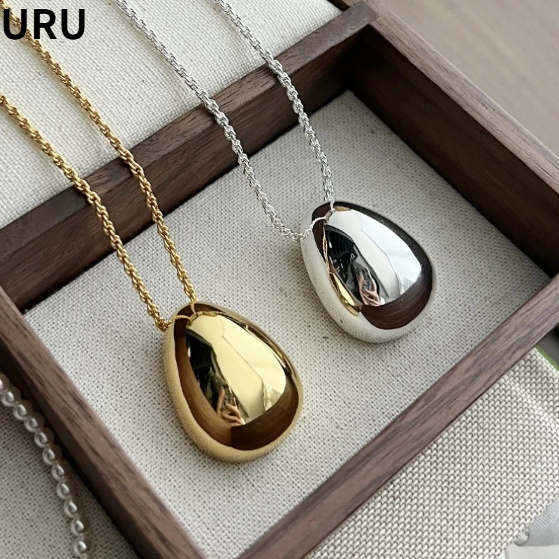 Modern Jewelry Simple Delicate Design Smooth Metal Teardrop Pendant Necklace For Women Female Party Gift Dropshipping