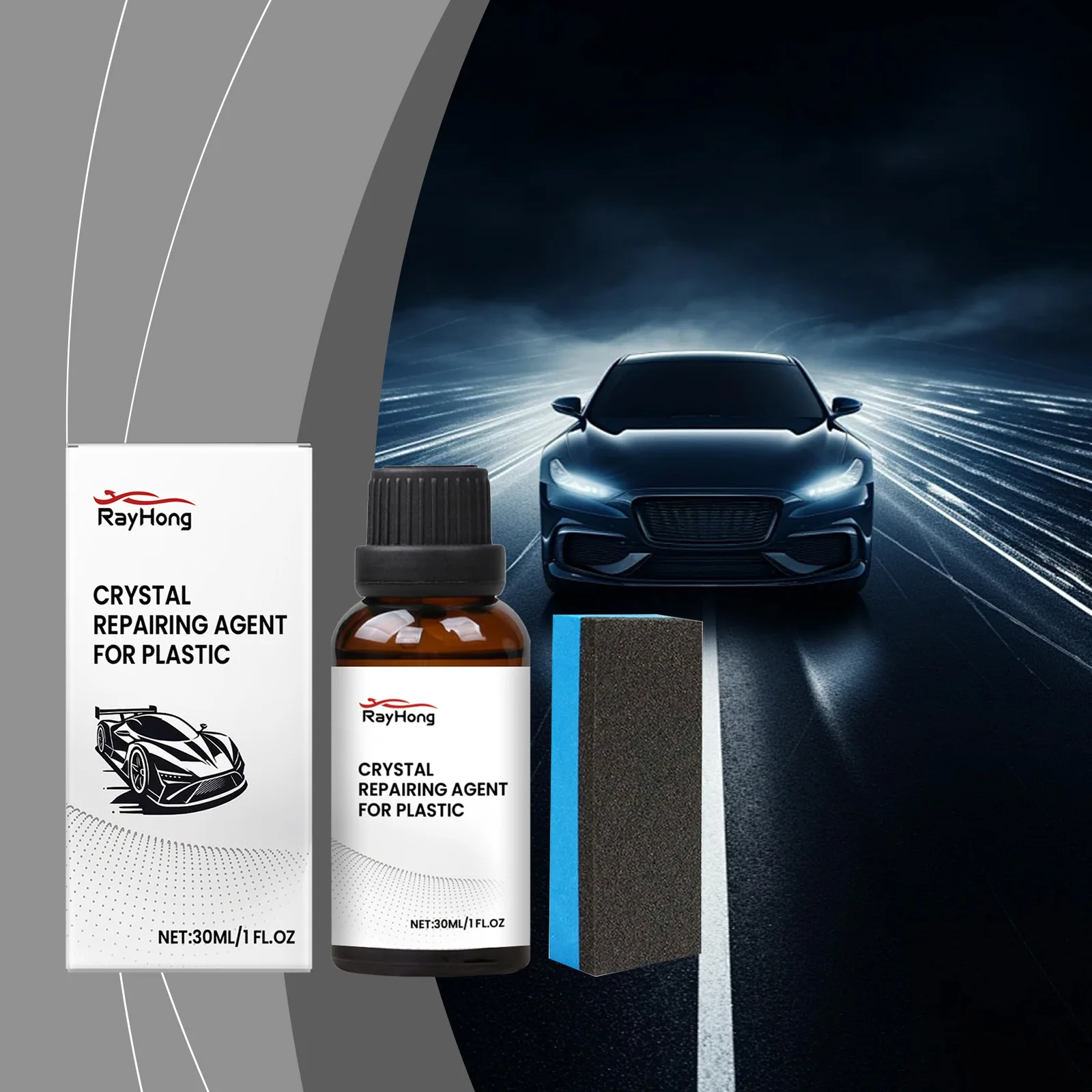 

Car Plastic Coating Agent, Protective Coating for Renewal & Gloss, Hydrophobic Auto Film Protector, 1 Set