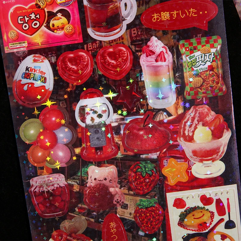 50 Sheets/Book Cute Cartoon Y2K Cut Film Sticker Girl Journal Phone Case DIY Scrapbook Sticker Kawaii Decoration Sticker Gift