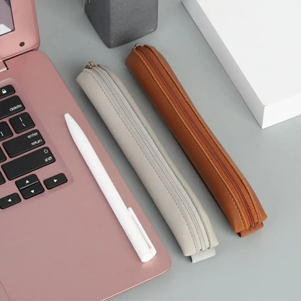 Pu Leather Pencil Storage Bag Book Notebook Elastic Rubber Band Pen Clip Portable Office Meeting Laptop Pen Holder