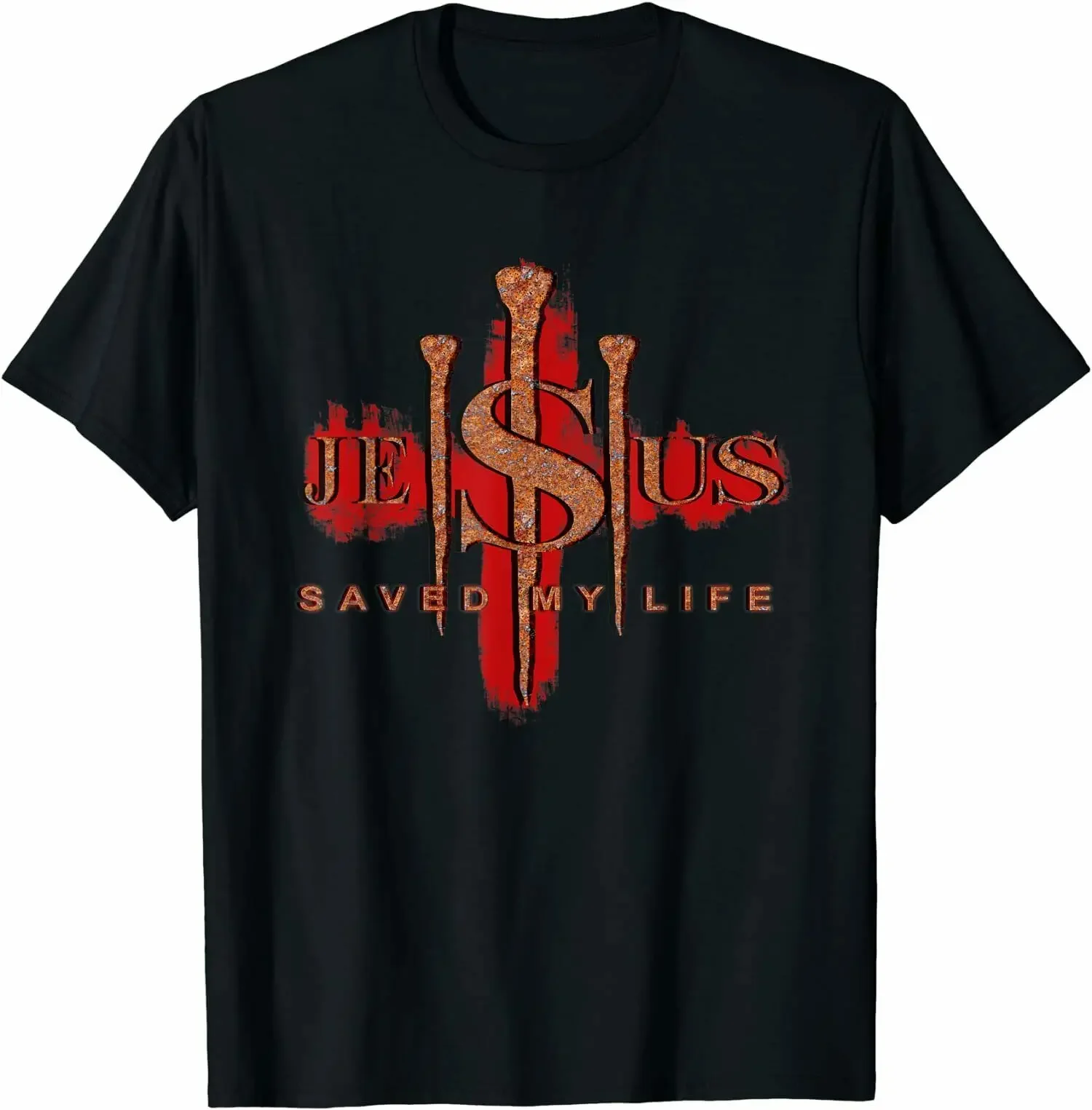 

Jesus Savedd, Christian Lover Premium Great Gift Tee T-Shirt S-3XL Men's 100% Cotton Casual T-shirts Loose Top Size S-3XL