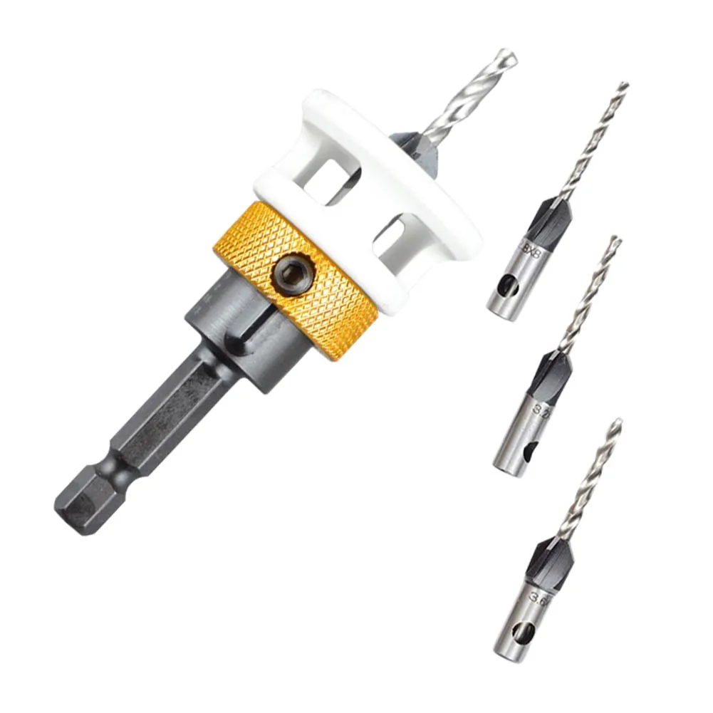 Depth Stop Drill Adjustable Drill Bits Smooth Drilling 4 Pieces Set Accurate Depth Control Carbide Material Drilling Tasks