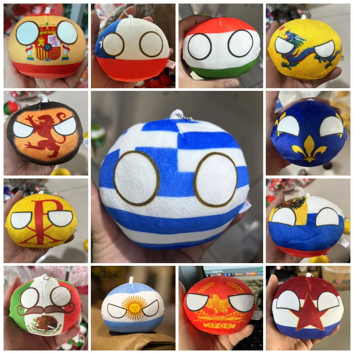 Juguetes de peluche de bola de campo de 10cm, 70 estilos, colgante de bola de país, muñeca de peluche de Countryball, decoración de Halloween,