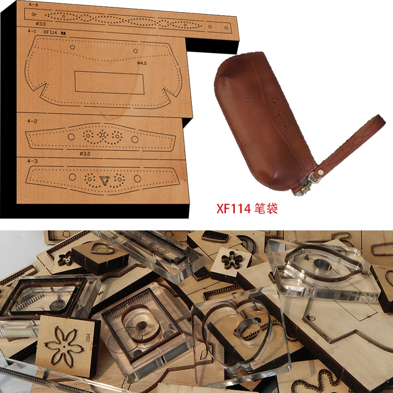 XF114 New Japan Steel Blade Wooden Die The creative pen bag  Wallet Leather Craft Punch Hand Tool Cut Knife Mould