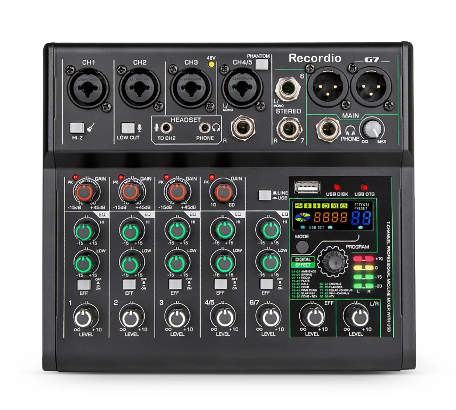 G7 Bluetooth sound card seven-way computer home band recording performance stage USB small mixer
