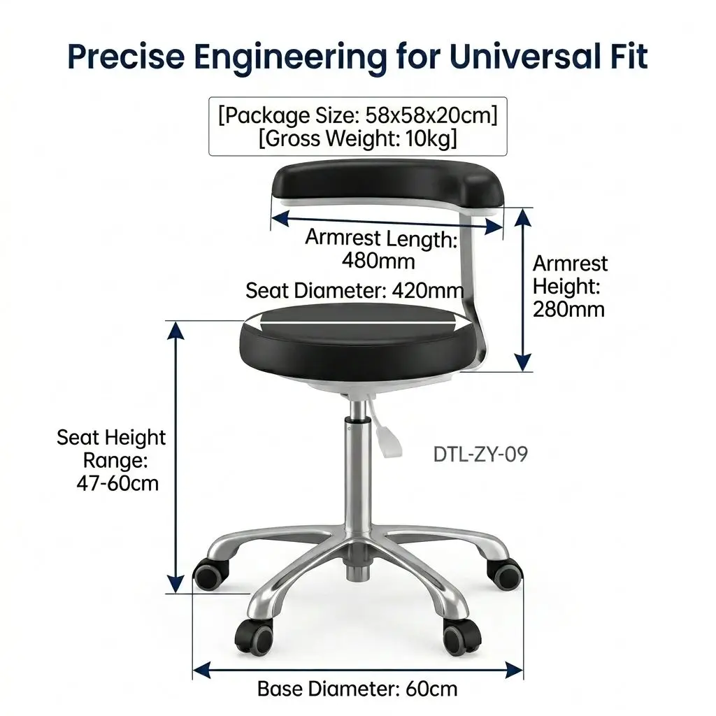 Wholesale Hospital Dental Medical Stool DTL-ZY-09 Adjustable Nurse Assistant Chair 360 Swing Armrest PU Leather Modern Design