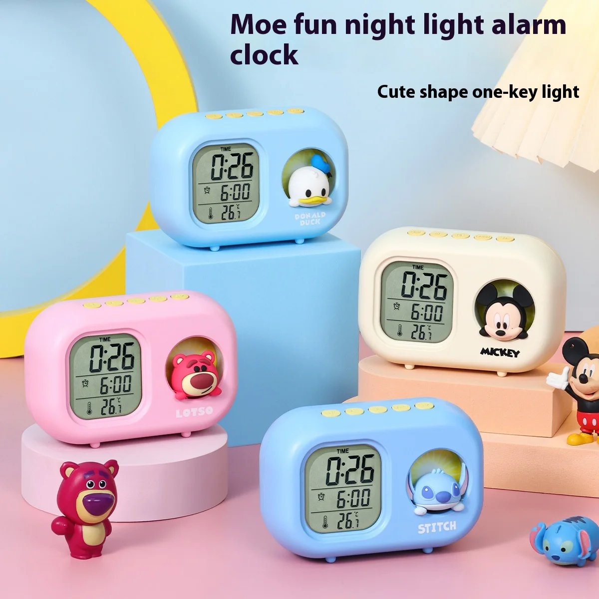 Disney Children'S Smart Electronic Alarm Clock Silent Clock Doll Desktop Multi Functional Student Specific Alarm Clock Lcd