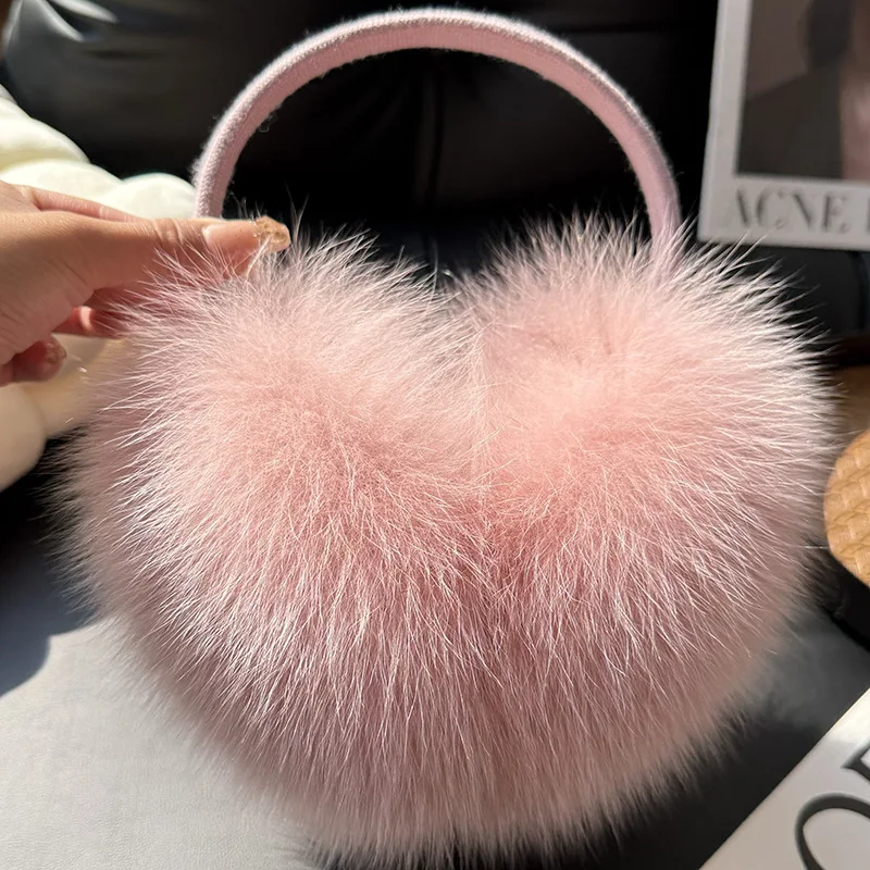 

New Style Luxury Ladies Fox Fur Earmuffs Winter Women Warm Real Fox Fur Earmuffs Girl's Earlap Ultra Large Ladies Plush Earmuff