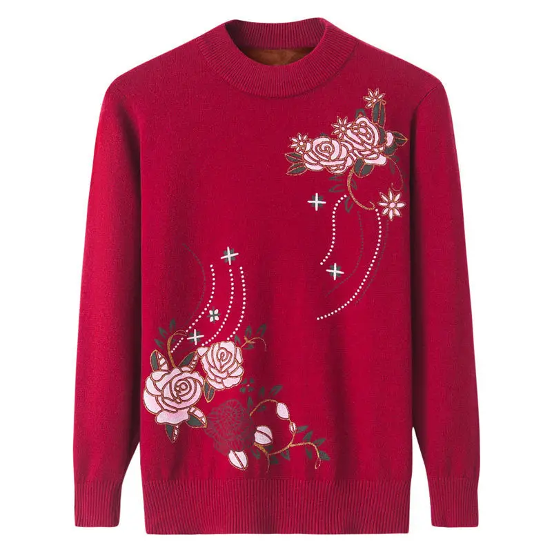 Elegant Printed Loose Knitted Warm Casual Sweaters Women\'s Clothing 2023 Winter Oversized Office Lady Pullovers All-match Tops