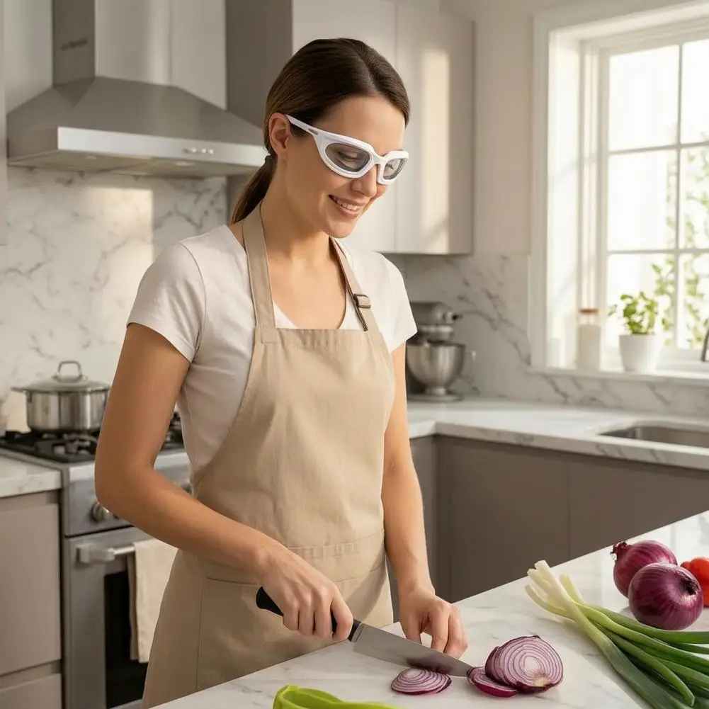 Onion Goggles, Tear Free Lightweight Flexible Frames Glasses, with Elastic Temples Curved Splash Protection Safety Glasses, for